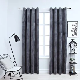 Cortinas opacas anillas 2 uds terciopelo antracita 140x225 cm de vidaXL, Cortinas y visillos - Ref: Foro24-134497, Precio: 46...