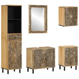 Conjunto de muebles de baño 5 piezas madera maciza de mango de , Muebles de baño - Ref: Foro24-3206316, Precio: 632,38 €, Des...