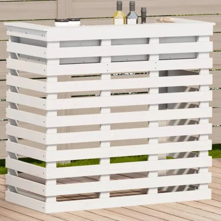 Mesa alta de bar de jardín madera pino blanco 113,5x50x103 cm de , Mesas de jardín - Ref: Foro24-832531, Precio: 162,22 €, De...
