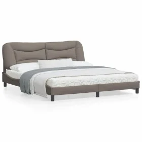 Bed frame with LED lights taupe gray fabric 180x200 cm by , Beds and slatted bases - Ref: Foro24-3213722, Price: 272,47 €, Di...