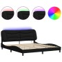 Estructura de cama con luces LED tela negro 180x200 cm de , Camas y somieres - Ref: Foro24-3213720, Precio: 261,84 €, Descuen...