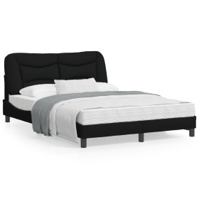 Estructura de cama con luces LED tela negro 140x190 cm de , Camas y somieres - Ref: Foro24-3213699, Precio: 222,17 €, Descuen...