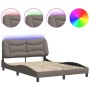 Estructura de cama con luces LED tela gris taupe 140x200 cm de , Camas y somieres - Ref: Foro24-3213708, Precio: 246,68 €, De...