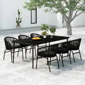Juego de comedor para jardín 7 piezas negro de , Conjuntos de jardín - Ref: Foro24-3099243, Precio: 833,53 €, Descuento: %