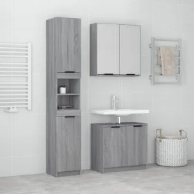 Set de muebles de baño 3 pzas madera contrachapada gris sonoma de , Muebles de baño - Ref: Foro24-3115882, Precio: 201,19 €, ...
