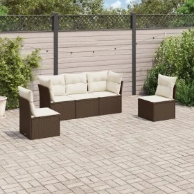 Set comedor de jardín 5 piezas y cojines ratán sintético marrón de , Conjuntos de jardín - Ref: Foro24-3249192, Precio: 311,5...