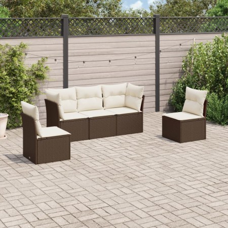 Set comedor de jardín 5 piezas y cojines ratán sintético marrón de , Conjuntos de jardín - Ref: Foro24-3249192, Precio: 316,1...