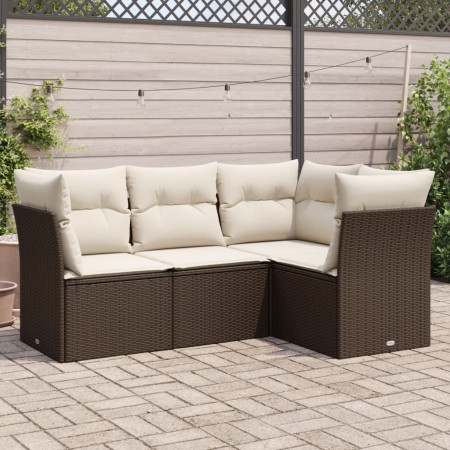 Set de sofás de jardín 4 pzas y cojines ratán sintético marrón de , Conjuntos de jardín - Ref: Foro24-3249422, Precio: 298,76...