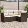 Set de sofás de jardín 4 pzas y cojines ratán sintético marrón de , Conjuntos de jardín - Ref: Foro24-3249422, Precio: 298,76...