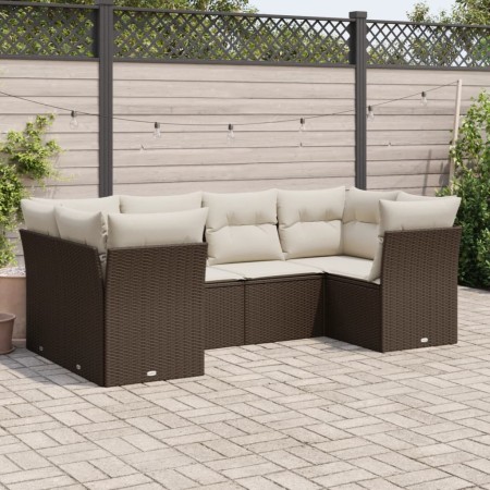 Set sofás de jardín 6 piezas y cojines ratán sintético marrón de , Conjuntos de jardín - Ref: Foro24-3249952, Precio: 445,49 ...