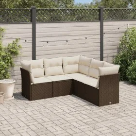 Set comedor de jardín 5 piezas y cojines ratán sintético marrón de , Conjuntos de jardín - Ref: Foro24-3249462, Precio: 356,6...