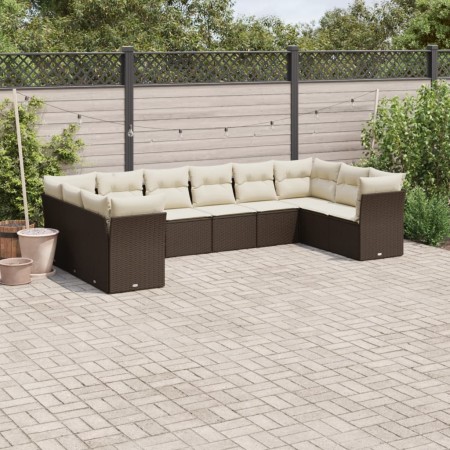Set de sofás de jardín 10 pzas y cojines ratán sintético marrón de , Conjuntos de jardín - Ref: Foro24-3250042, Precio: 629,3...