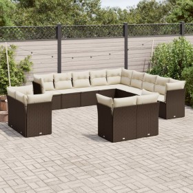 Set de sofás de jardín con cojines 13 piezas ratán PE marrón de , Conjuntos de jardín - Ref: Foro24-3250392, Precio: 969,38 €...