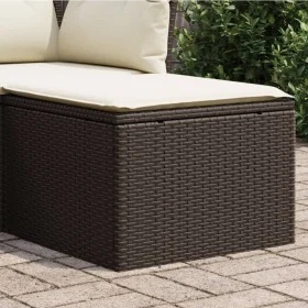 Taburete de jardín con cojín ratán sintético marrón 55x55x37 cm de , Otomanas de exterior - Ref: Foro24-366204, Precio: 54,39...