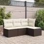 Taburete de jardín con cojín ratán sintético marrón 55x55x37 cm de , Otomanas de exterior - Ref: Foro24-366204, Precio: 54,39...
