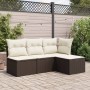 Taburete de jardín con cojín ratán sintético marrón 55x55x37 cm de , Otomanas de exterior - Ref: Foro24-366204, Precio: 51,50...