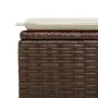 Taburete de jardín con cojín ratán sintético marrón 55x55x37 cm de , Otomanas de exterior - Ref: Foro24-366204, Precio: 54,39...