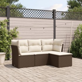 Set de sofás de jardín 4 pzas y cojines ratán sintético marrón de , Conjuntos de jardín - Ref: Foro24-3217543, Precio: 237,58...