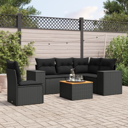 Set de sofás de jardín 6 piezas y cojines ratán sintético negro de , Conjuntos de jardín - Ref: Foro24-3257777, Precio: 411,6...