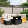 Set de comedor de jardín 7 pzas y cojines ratán sintético negro de , Conjuntos de jardín - Ref: Foro24-3276248, Precio: 445,2...