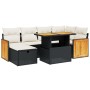 Set de comedor de jardín 7 pzas y cojines ratán sintético negro de , Conjuntos de jardín - Ref: Foro24-3276248, Precio: 445,2...