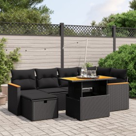 Set de comedor de jardín 7 pzas y cojines ratán sintético negro de , Conjuntos de jardín - Ref: Foro24-3276037, Precio: 473,2...