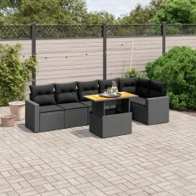 Set de comedor de jardín 7 pzas y cojines ratán sintético negro de , Conjuntos de jardín - Ref: Foro24-3271321, Precio: 492,4...