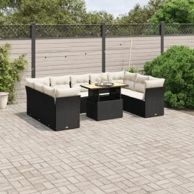 Set de sofás de jardín 10 pzas cojines ratán sintético negro de , Conjuntos de jardín - Ref: Foro24-3270993, Precio: 622,38 €...