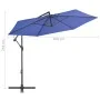 Sombrilla voladiza con poste de aluminio azul 300 cm de vidaXL, Sombrillas - Ref: Foro24-47133, Precio: 101,51 €, Descuento: %