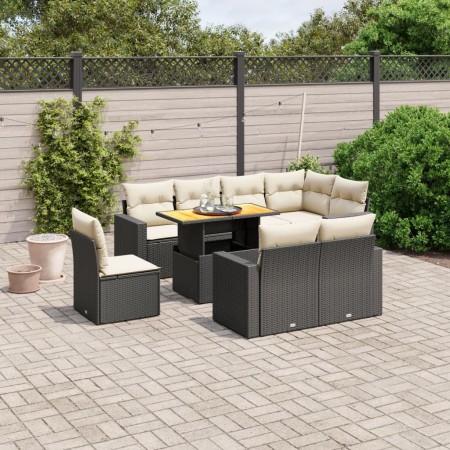 Set de sofás de jardín 8 piezas y cojines ratán sintético negro de , Conjuntos de jardín - Ref: Foro24-3271406, Precio: 574,3...