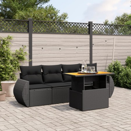 Set de muebles de jardín 5 pzas y cojines ratán sintético negro de , Conjuntos de jardín - Ref: Foro24-3272070, Precio: 355,8...