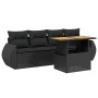 Set de muebles de jardín 5 pzas y cojines ratán sintético negro de , Conjuntos de jardín - Ref: Foro24-3272070, Precio: 355,8...