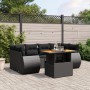 Set de comedor de jardín 7 pzas y cojines ratán sintético negro de , Conjuntos de jardín - Ref: Foro24-3272091, Precio: 502,8...