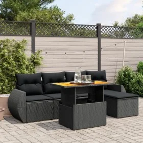 Set de sofás de jardín 6 piezas y cojines ratán sintético negro de , Conjuntos de jardín - Ref: Foro24-3272168, Precio: 417,2...