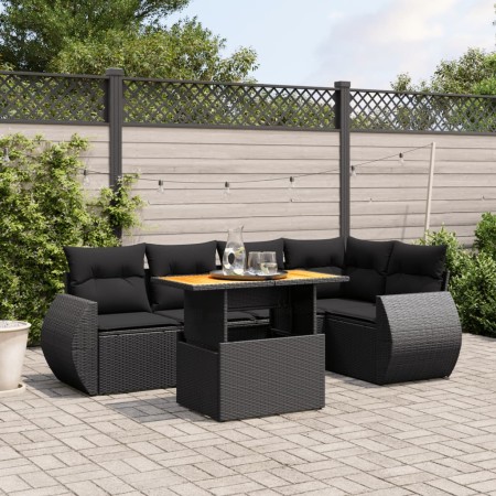 Set de sofás de jardín 6 piezas y cojines ratán sintético negro de , Conjuntos de jardín - Ref: Foro24-3272182, Precio: 434,8...