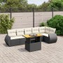 Set de comedor de jardín 7 pzas y cojines ratán sintético negro de , Conjuntos de jardín - Ref: Foro24-3272204, Precio: 450,7...