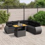 Set de comedor de jardín 7 pzas y cojines ratán sintético negro de , Conjuntos de jardín - Ref: Foro24-3272210, Precio: 492,9...