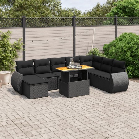 Set de sofás de jardín 8 piezas y cojines ratán sintético negro de , Conjuntos de jardín - Ref: Foro24-3272329, Precio: 593,7...