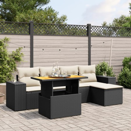 Set de sofás de jardín 6 piezas y cojines ratán sintético negro de , Conjuntos de jardín - Ref: Foro24-3272610, Precio: 372,2...