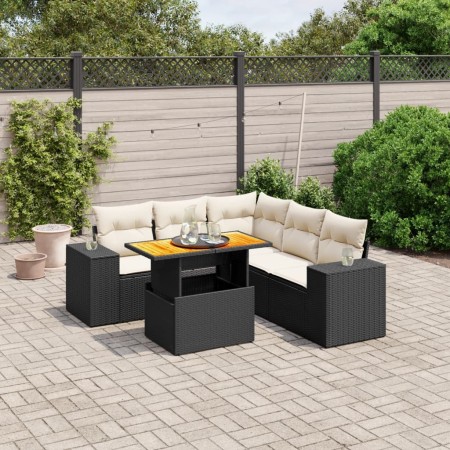 Set de sofás de jardín 6 piezas y cojines ratán sintético negro de , Conjuntos de jardín - Ref: Foro24-3272631, Precio: 408,1...