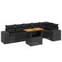 Set de comedor de jardín 7 pzas y cojines ratán sintético negro de , Conjuntos de jardín - Ref: Foro24-3272644, Precio: 525,5...