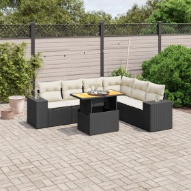 Set de comedor de jardín 7 pzas y cojines ratán sintético negro de , Conjuntos de jardín - Ref: Foro24-3272652, Precio: 446,8...