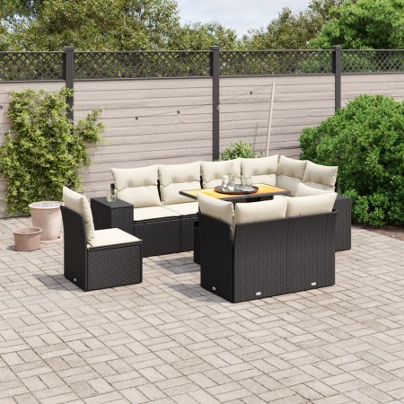 Set de sofás de jardín 8 piezas y cojines ratán sintético negro de , Conjuntos de jardín - Ref: Foro24-3272729, Precio: 589,7...