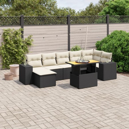 Set de sofás de jardín 8 piezas y cojines ratán sintético negro de , Conjuntos de jardín - Ref: Foro24-3272743, Precio: 478,3...