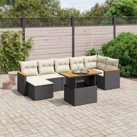 Set de sofás de jardín 8 piezas y cojines ratán sintético negro de , Conjuntos de jardín - Ref: Foro24-3273184, Precio: 460,7...