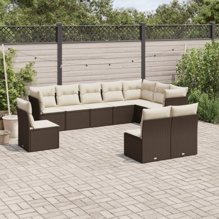 Set de sofás de jardín 10 pzas y cojines ratán sintético marrón de , Conjuntos de jardín - Ref: Foro24-3249642, Precio: 645,7...