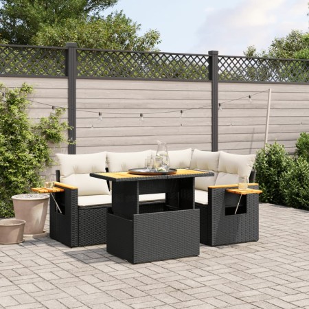 Set de muebles de jardín 5 pzas y cojines ratán sintético negro de , Conjuntos de jardín - Ref: Foro24-3271735, Precio: 354,8...