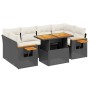 Set de comedor de jardín 7 pzas y cojines ratán sintético negro de , Conjuntos de jardín - Ref: Foro24-3273415, Precio: 480,4...