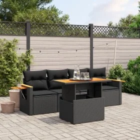 Set de muebles de jardín 5 pzas y cojines ratán sintético negro de , Conjuntos de jardín - Ref: Foro24-3273393, Precio: 369,3...