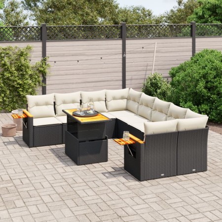 Set de sofás de jardín 8 piezas y cojines ratán sintético negro de , Conjuntos de jardín - Ref: Foro24-3273443, Precio: 558,5...